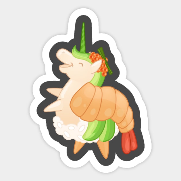 Green Dragon Sushicorn Sticker by LittleWhiteOwl